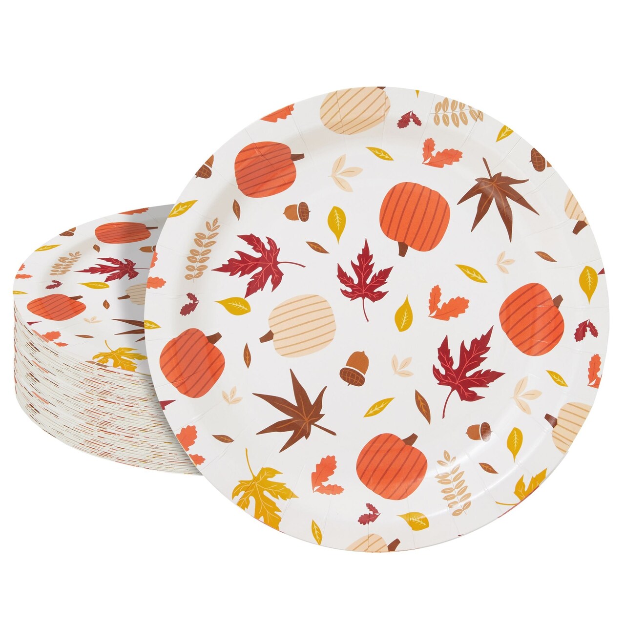 80 Pack Thanksgiving Paper Plates Holiday Party Supplies Fall Theme Autumn Leaves Pumpkin Party Supplies 9 Inches